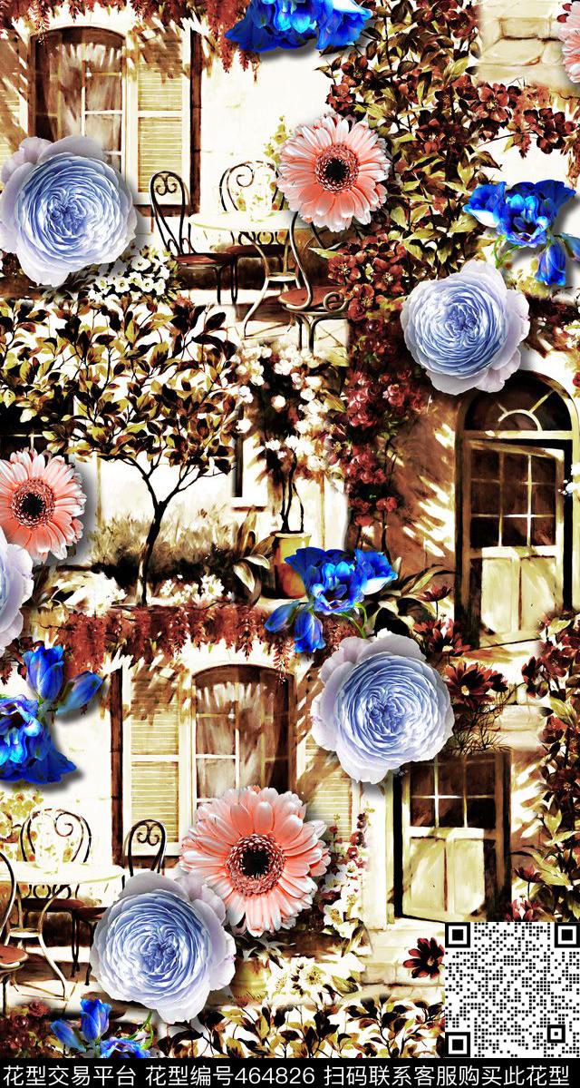 创意油画花卉组合数码印花华亿平台下载（图片编号: 464826） - 瓦栏（Walan）