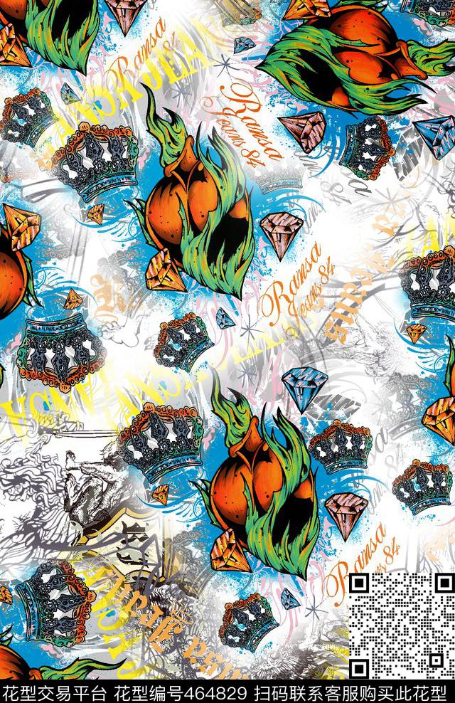 时尚纪梵希风格涂鸦抽象艺术数码印花华亿平台下载（图片编号: 464829） - 瓦栏（Walan）