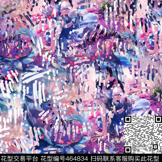 复古水波纹潮流数码印花华亿平台下载（图片编号: 464834） - 瓦栏（Walan）