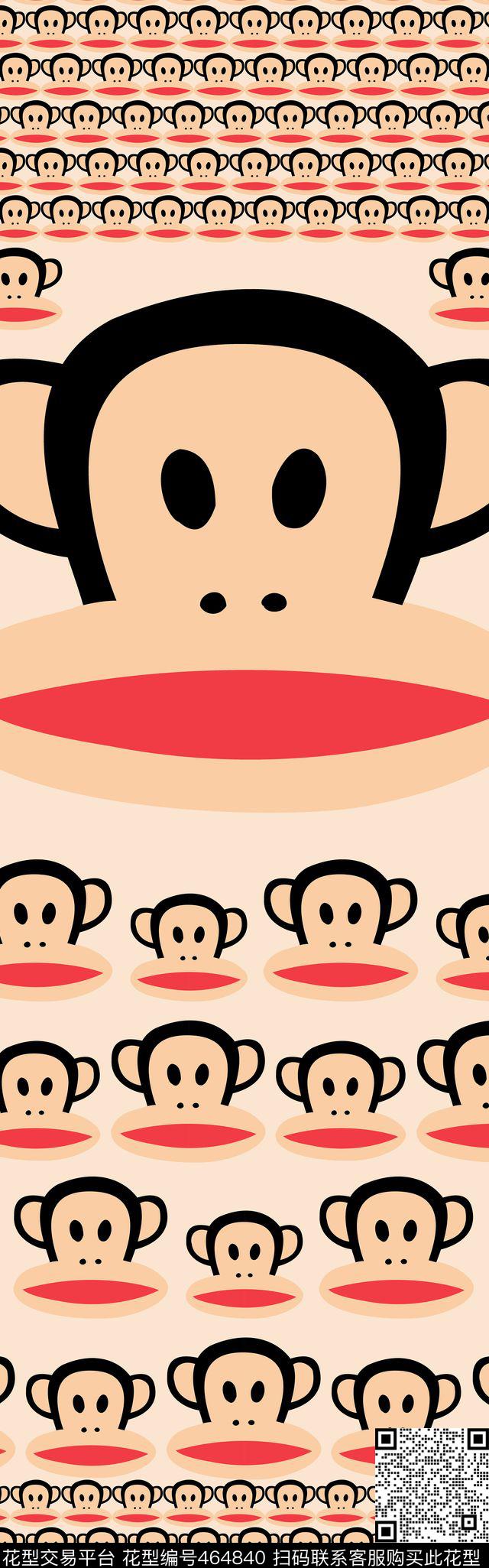 时尚大嘴猴排列传统印花华亿平台下载（图片编号: 464840） - 瓦栏（Walan）