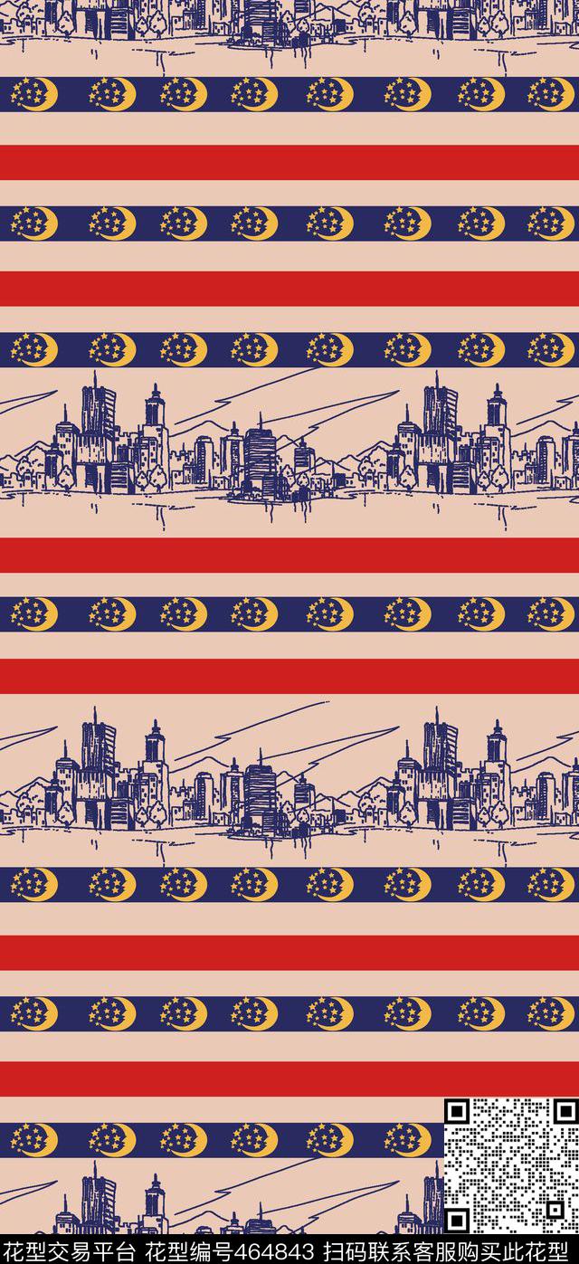 时尚定位睡衣华亿平台条子月亮传统印花华亿平台下载（图片编号: 464843） - 瓦栏（Walan）