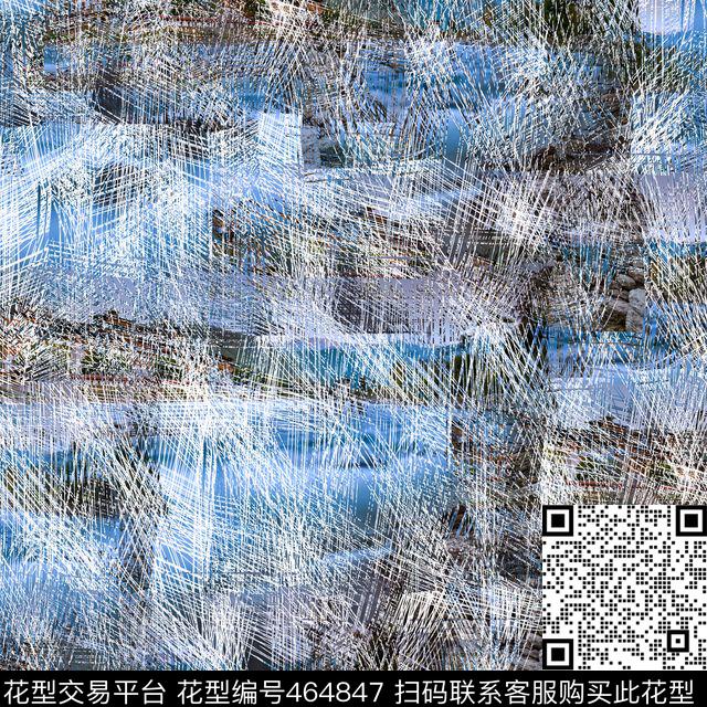 抽象线条男装华亿平台数码印花华亿平台下载（图片编号: 464847） - 瓦栏（Walan）