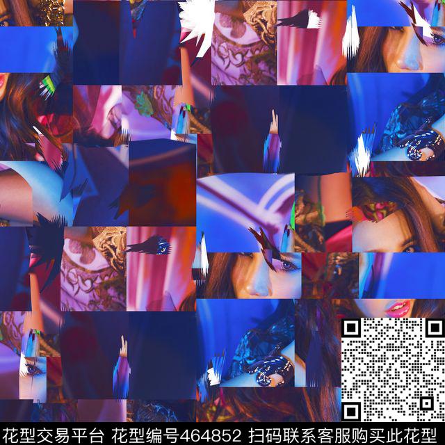 复古抽象人物数码印花华亿平台下载（图片编号: 464852） - 瓦栏（Walan）