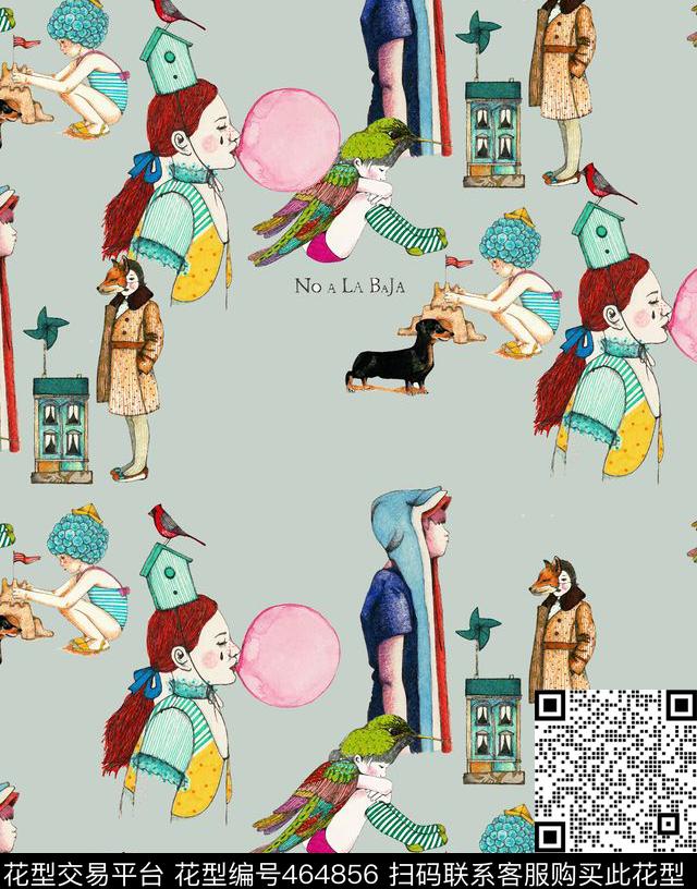 插画动物儿童数码印花华亿平台下载（图片编号: 464856） - 瓦栏（Walan）