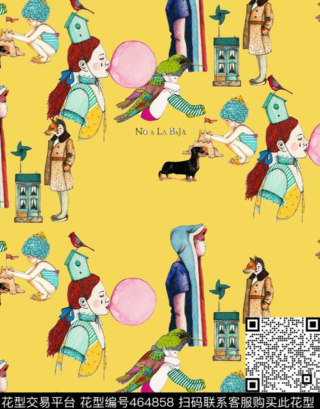 动物儿童趣味数码印花华亿平台下载（图片编号: 464858） - 瓦栏（Walan）