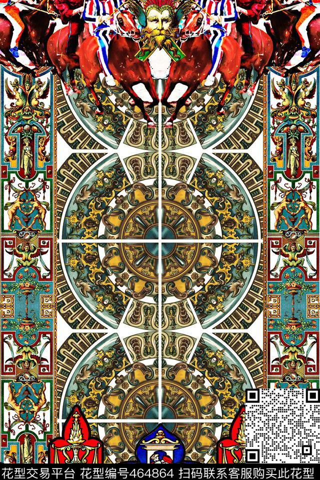 大牌定位欧式油画宫廷花边数码印花华亿平台下载（图片编号: 464864） - 瓦栏（Walan）