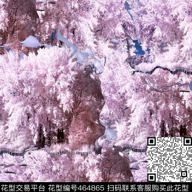 复古樱花概念数码印花华亿平台下载（图片编号: 464865） - 瓦栏（Walan）