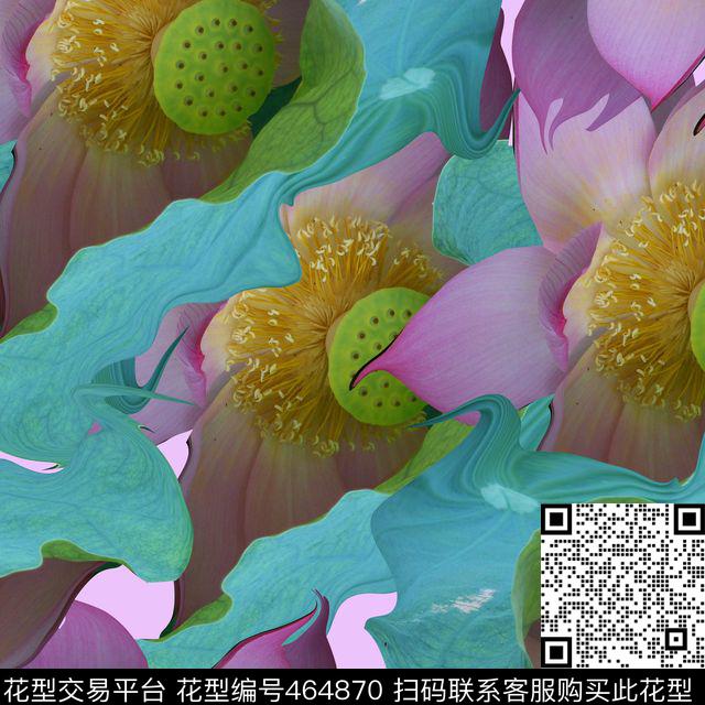 复古荷花男装华亿平台数码印花华亿平台下载（图片编号: 464870） - 瓦栏（Walan）