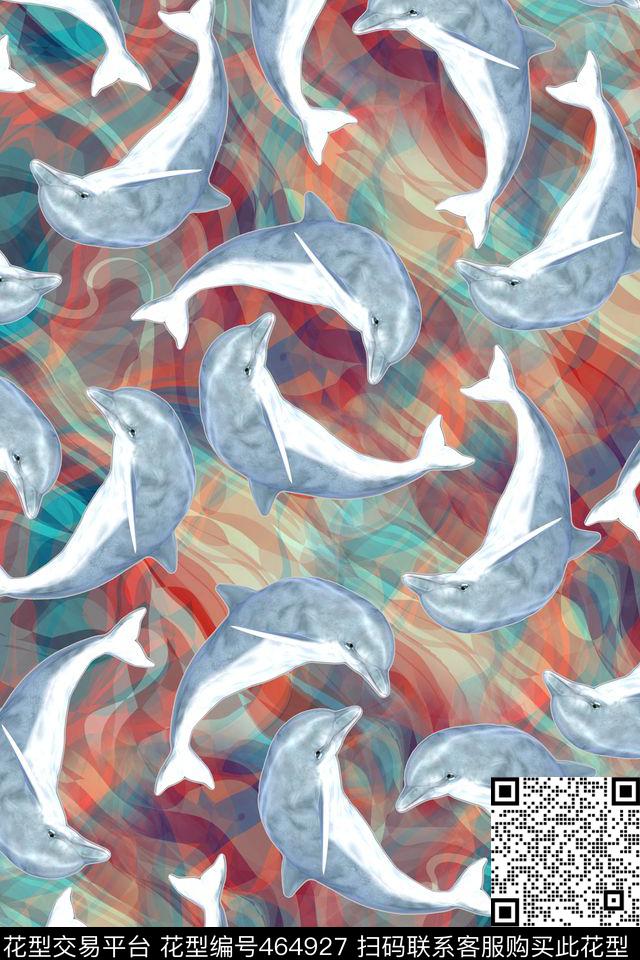 动物海洋元素水波纹数码印花华亿平台下载（图片编号: 464927） - 瓦栏（Walan）