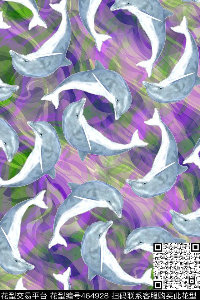 动物海洋元素水波纹数码印花华亿平台下载（图片编号: 464928） - 瓦栏（Walan）