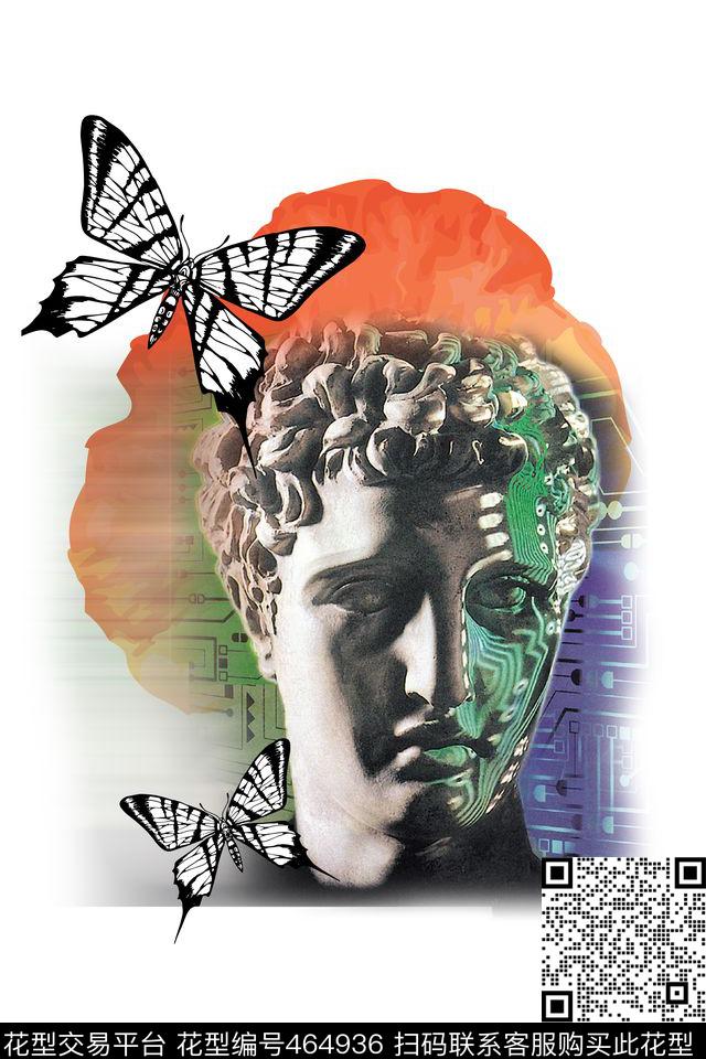 裁片抽象蝴蝶数码印花华亿平台下载（图片编号: 464936） - 瓦栏（Walan）