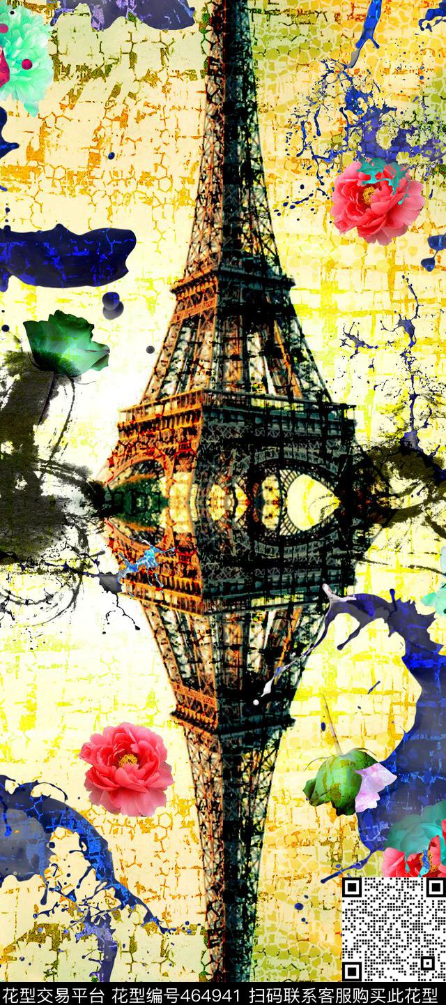 复古建筑丝巾数码印花华亿平台下载（图片编号: 464941） - 瓦栏（Walan）