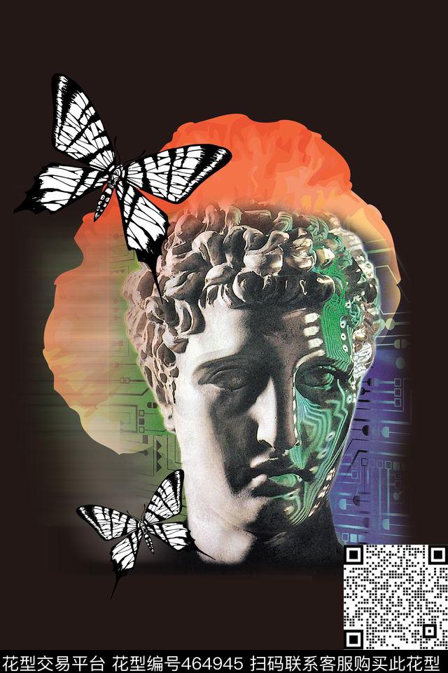 裁片抽象蝴蝶数码印花华亿平台下载（图片编号: 464945） - 瓦栏（Walan）