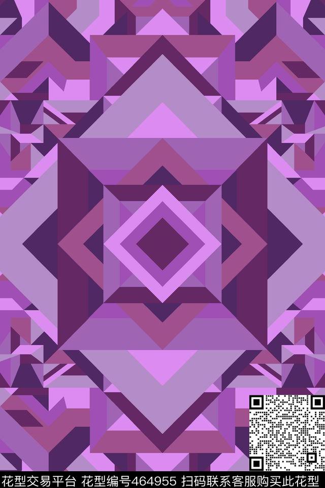 几何格子箱包传统印花华亿平台下载（图片编号: 464955） - 瓦栏（Walan）