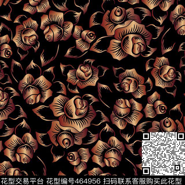 贵气花卉中国风传统印花华亿平台下载（图片编号: 464956） - 瓦栏（Walan）