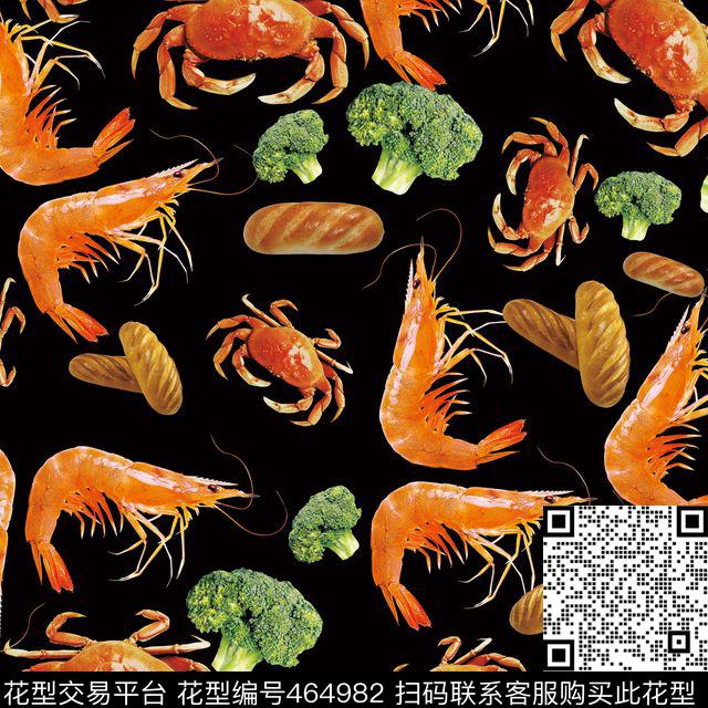 虾仔面包螃蟹数码印花华亿平台下载（图片编号: 464982） - 瓦栏（Walan）
