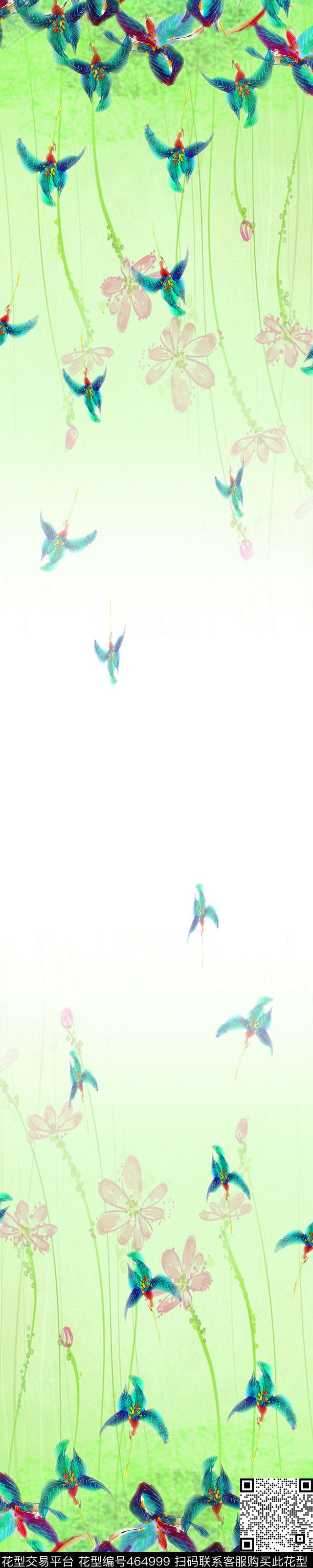女装华亿平台双边定位手绘花卉数码印花华亿平台下载（图片编号: 464999） - 瓦栏（Walan）