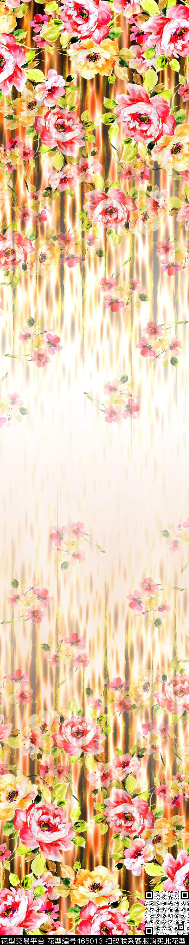 女装华亿平台双边定位抽象手绘花卉数码印花华亿平台下载（图片编号: 465013） - 瓦栏（Walan）