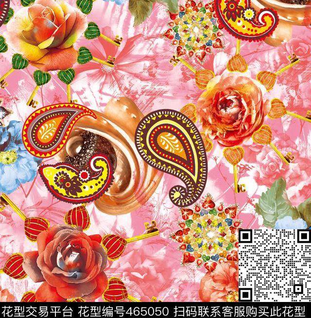 花卉幻彩花卉梦幻底纹数码印花华亿平台下载（图片编号: 465050） - 瓦栏（Walan）