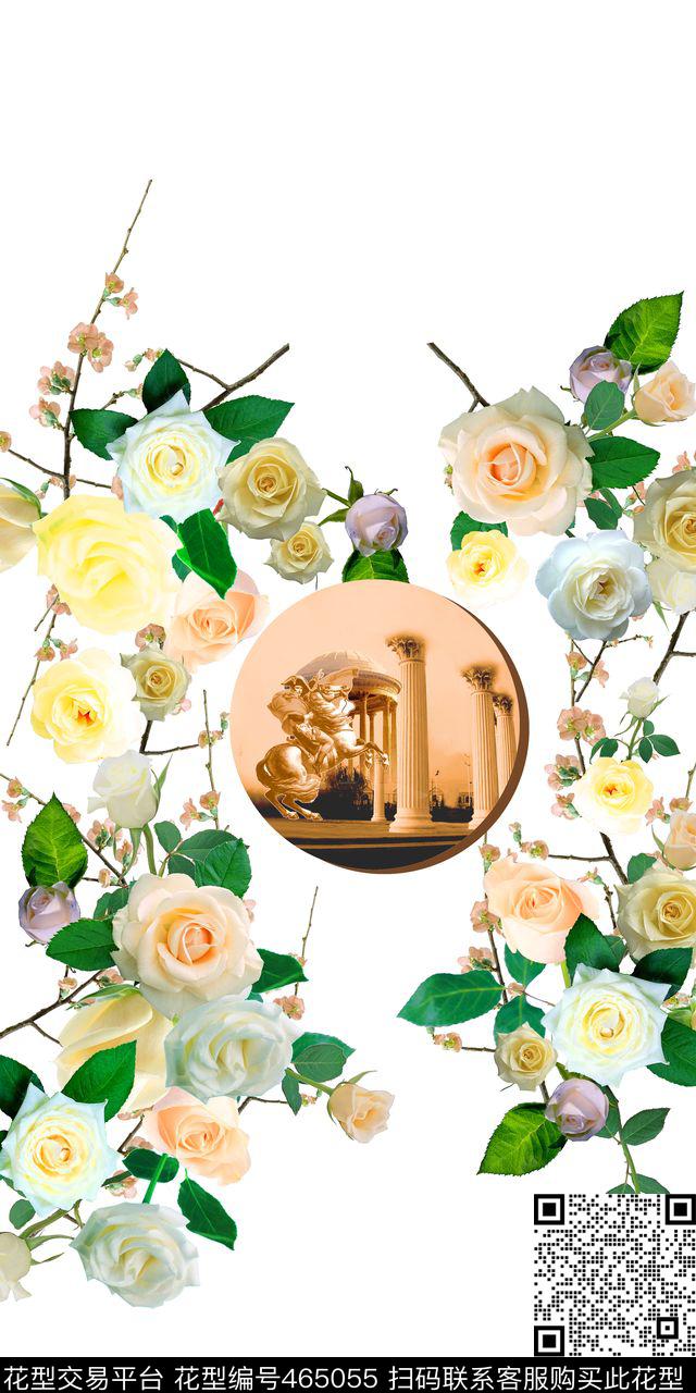 女装定位华亿平台流行时尚花卉欧式风格数码印花华亿平台下载（图片编号: 465055） - 瓦栏（Walan）