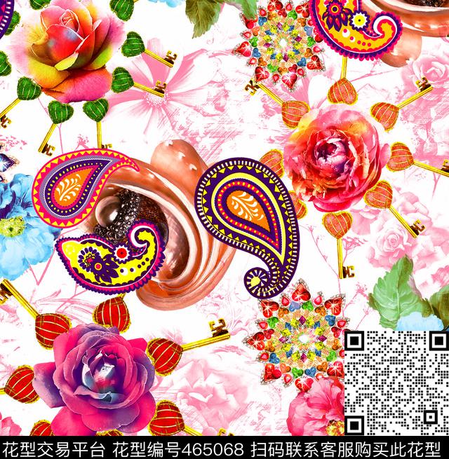复古大牌潮流印花幻彩花卉梦幻底纹数码印花华亿平台下载（图片编号: 465068） - 瓦栏（Walan）