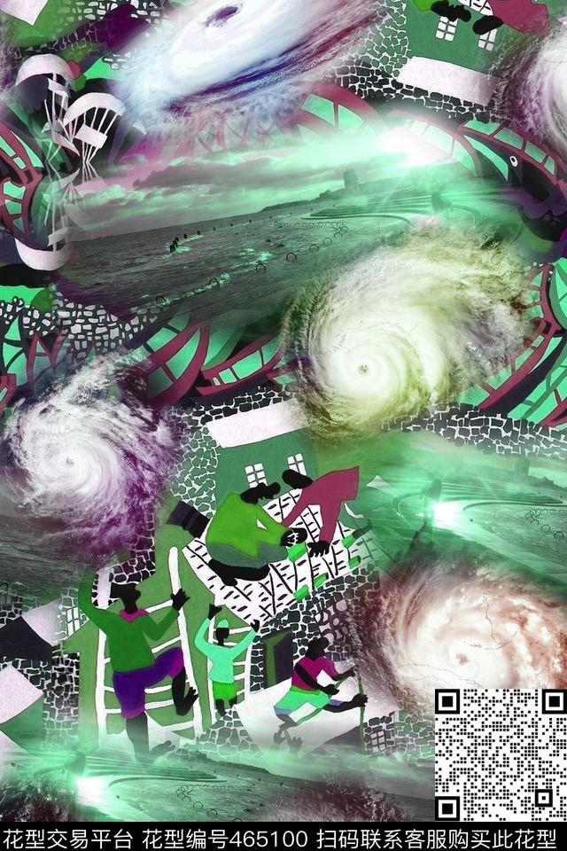 民族风传统民族画台风数码印花华亿平台下载（图片编号: 465100） - 瓦栏（Walan）