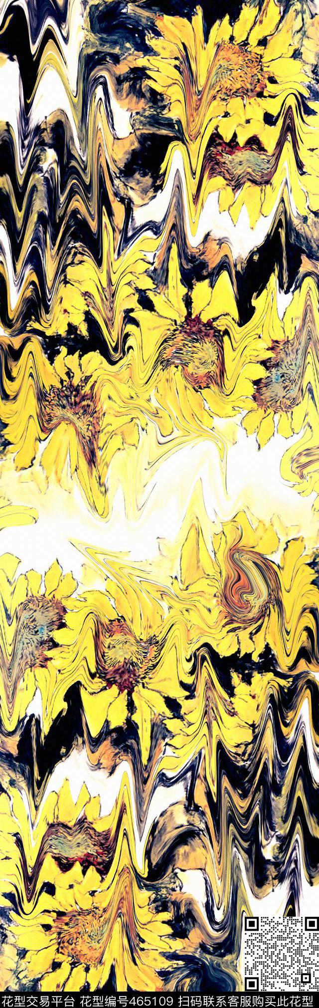 长巾抽象花卉数码印花华亿平台下载（图片编号: 465109） - 瓦栏（Walan）