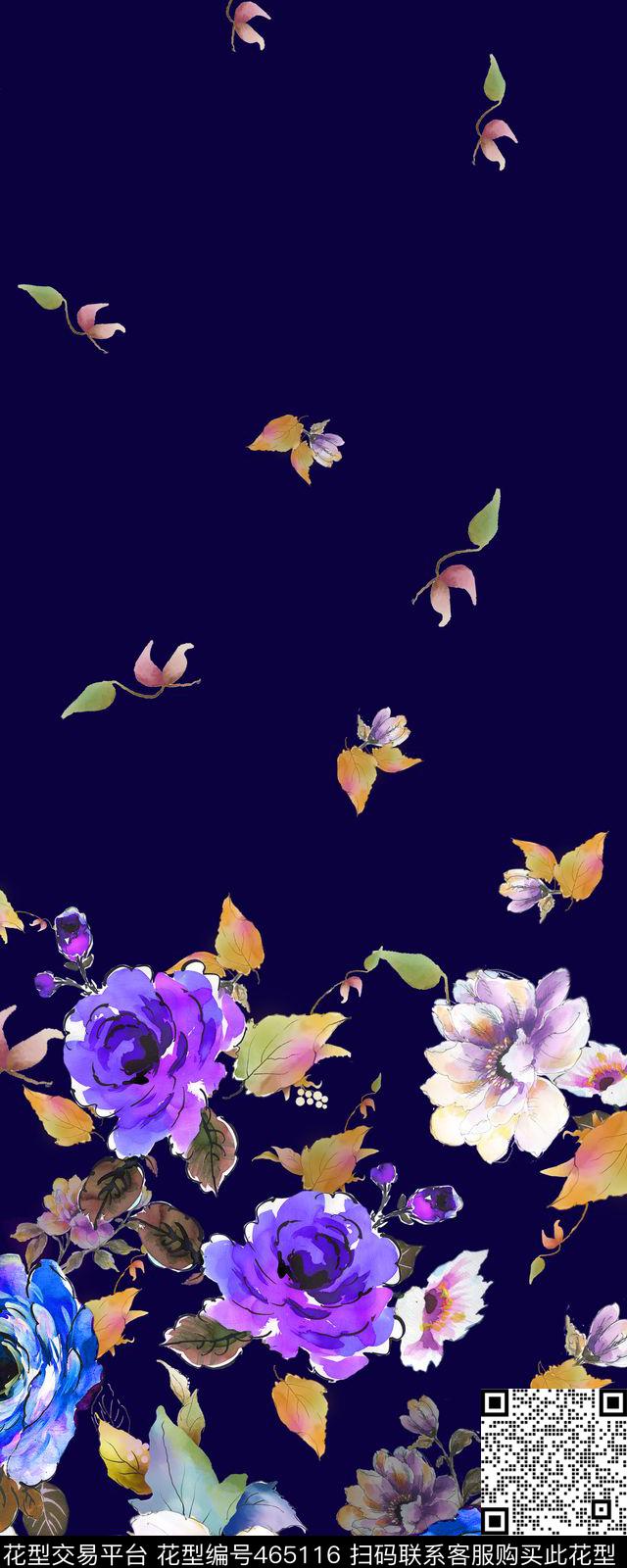 女装华亿平台定位手绘花卉女装定位数码印花华亿平台下载（图片编号: 465116） - 瓦栏（Walan）