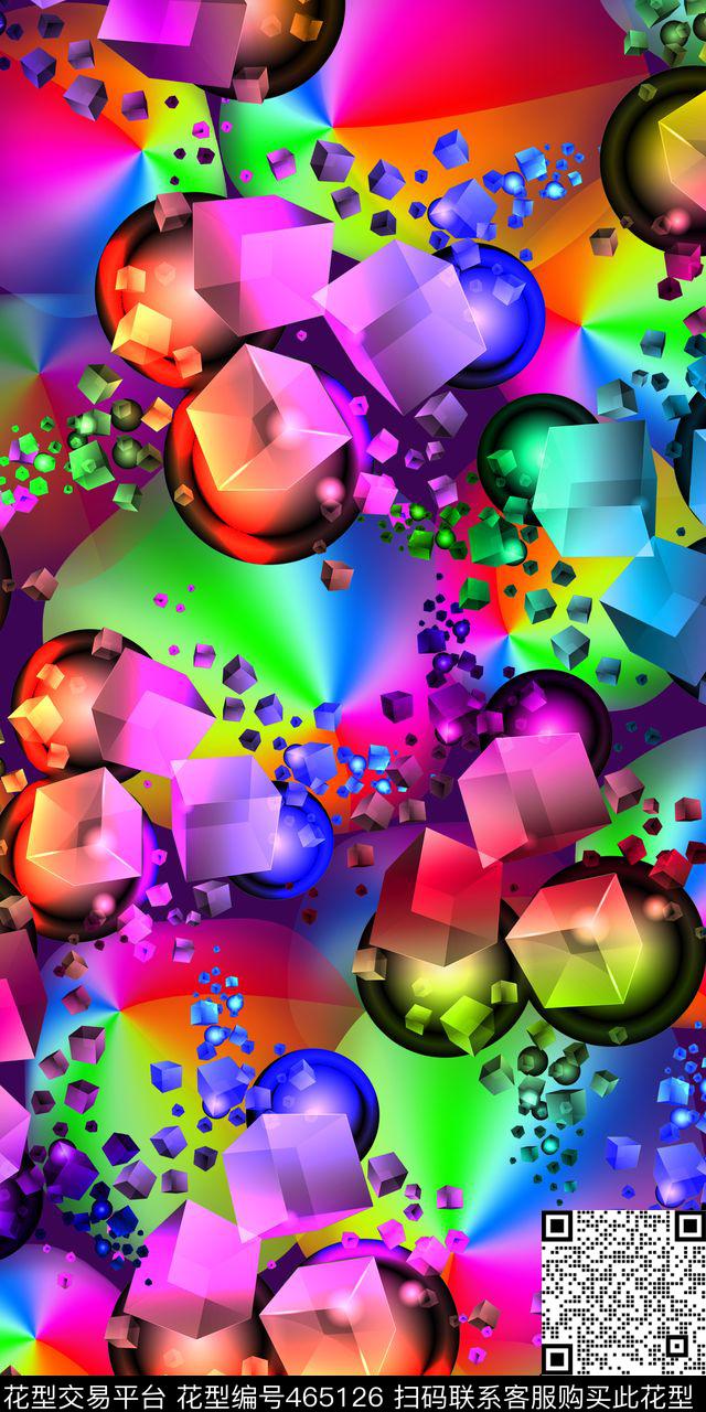 抽象几何方形圆形组合女装华亿平台数码印花华亿平台下载（图片编号: 465126） - 瓦栏（Walan）