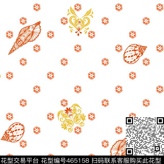 清新风小花螺传统印花华亿平台下载（图片编号: 465158） - 瓦栏（Walan）