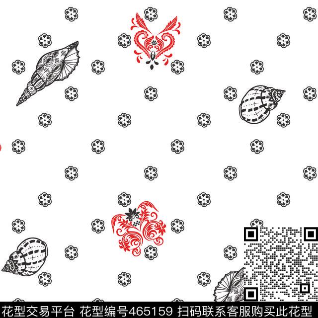 清新风小花螺传统印花华亿平台下载（图片编号: 465159） - 瓦栏（Walan）