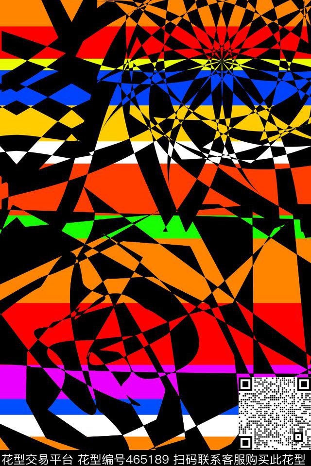 彩色色块条纹花纹传统印花华亿平台下载（图片编号: 465189） - 瓦栏（Walan）