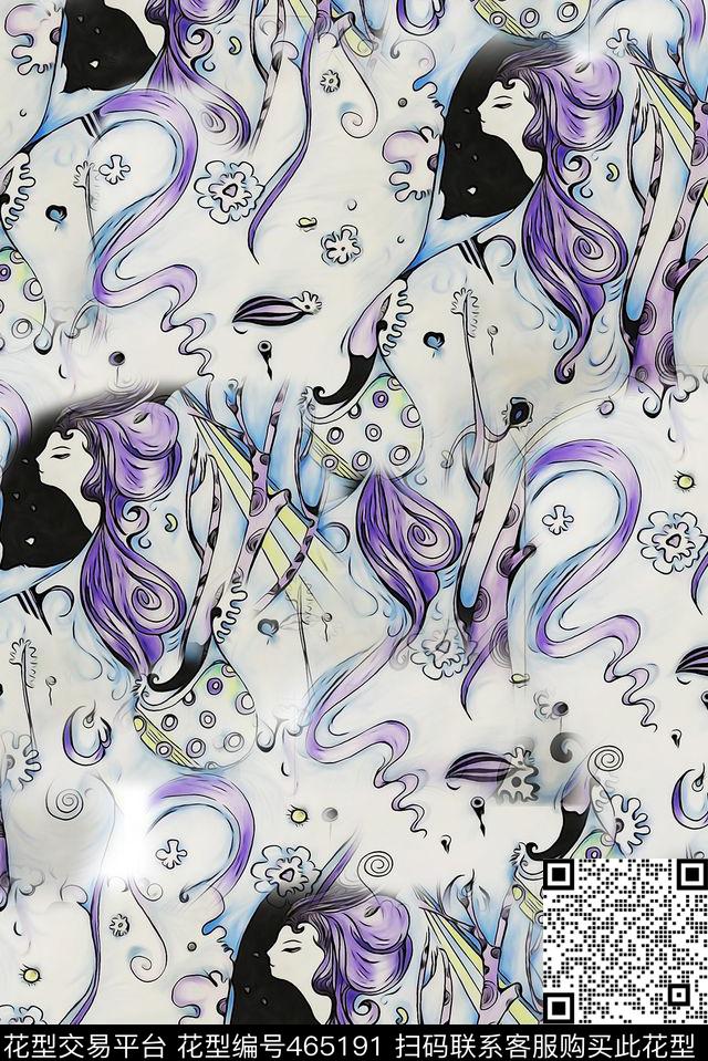 淑女风美女四方连续数码印花华亿平台下载（图片编号: 465191） - 瓦栏（Walan）