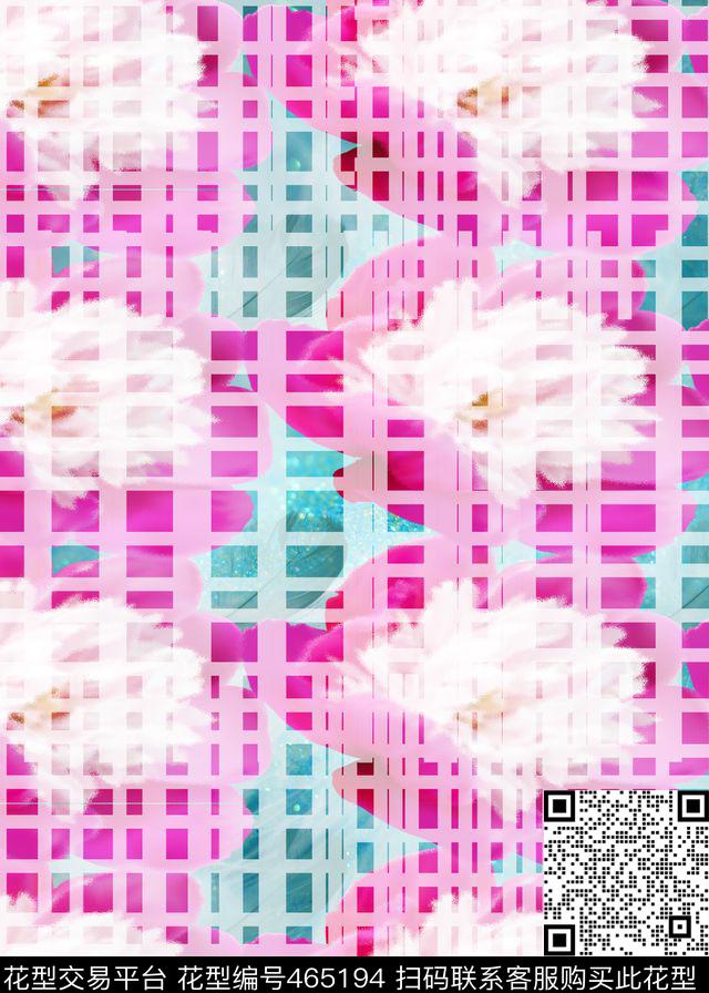 时尚花卉格子数码印花华亿平台下载（图片编号: 465194） - 瓦栏（Walan）