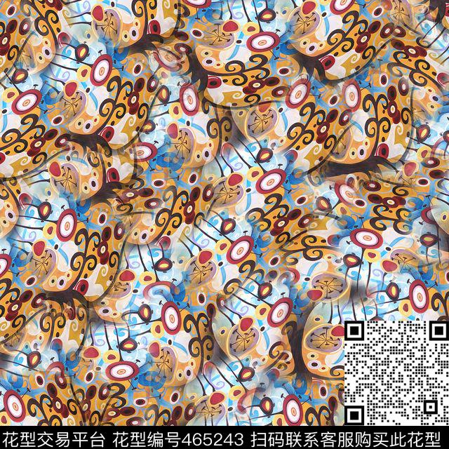 时尚油画波点数码印花华亿平台下载（图片编号: 465243） - 瓦栏（Walan）