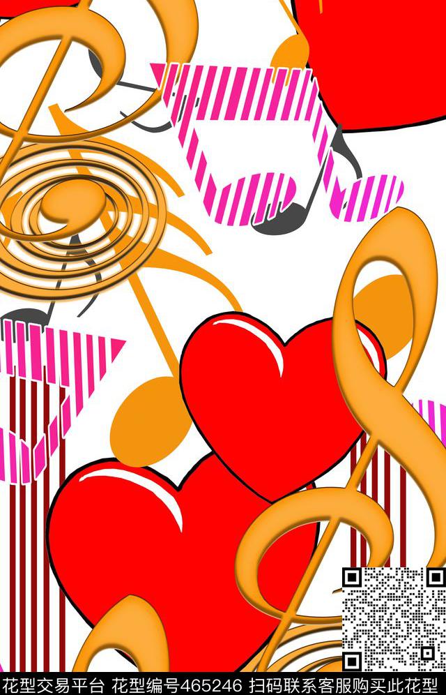 时尚几何音符爱心数码印花华亿平台下载（图片编号: 465246） - 瓦栏（Walan）
