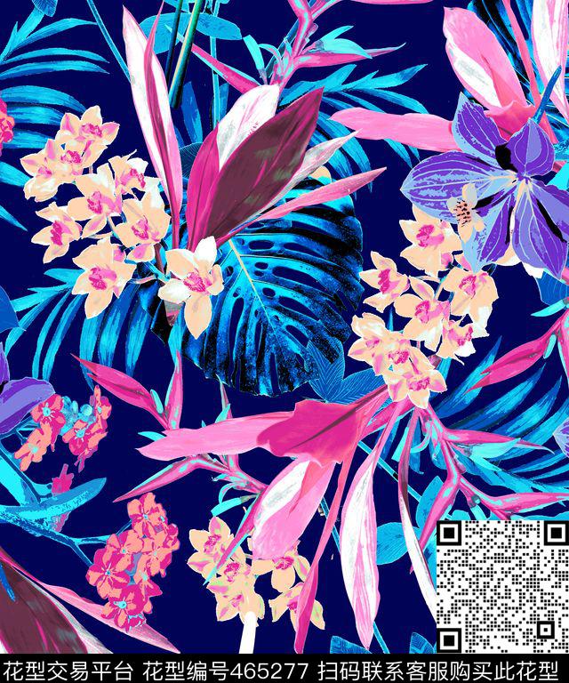 热带植物时尚泳装时尚女装数码印花华亿平台下载（图片编号: 465277） - 瓦栏（Walan）