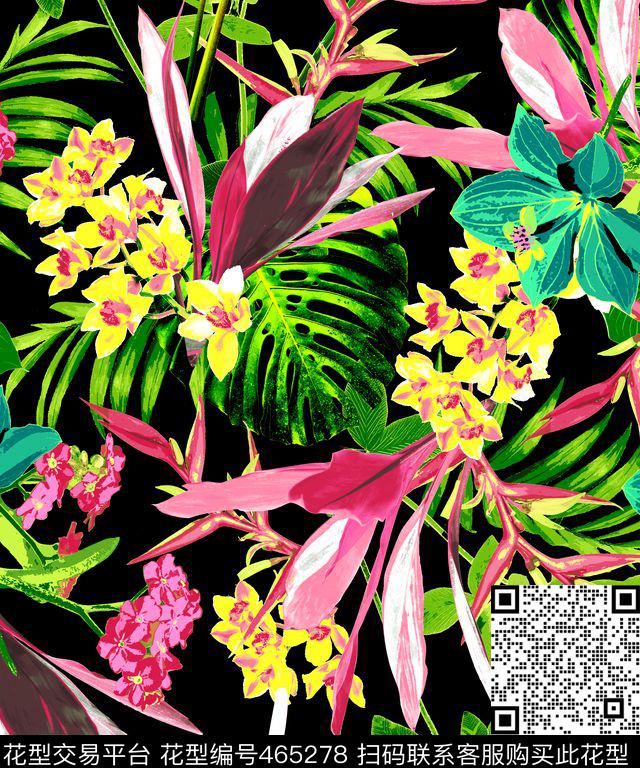 热带植物时尚泳装时尚女装数码印花华亿平台下载（图片编号: 465278） - 瓦栏（Walan）