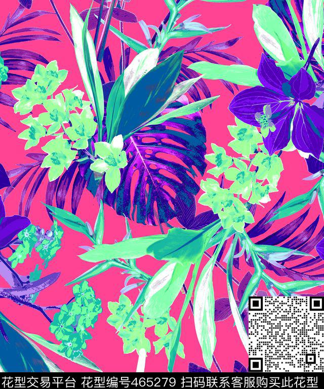 热带植物时尚泳装时尚女装数码印花华亿平台下载（图片编号: 465279） - 瓦栏（Walan）
