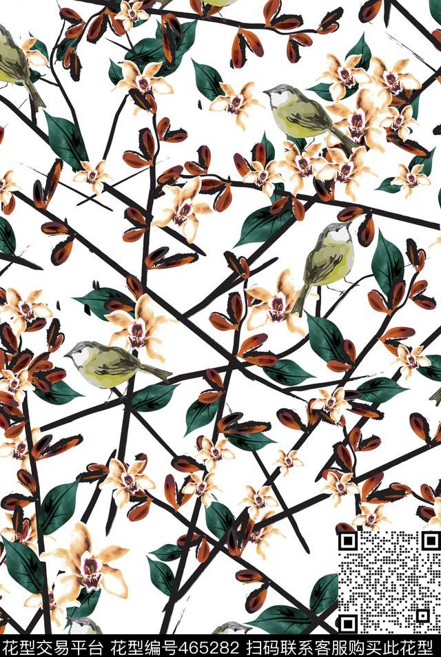 大牌鸟花卉数码印花华亿平台下载（图片编号: 465282） - 瓦栏（Walan）