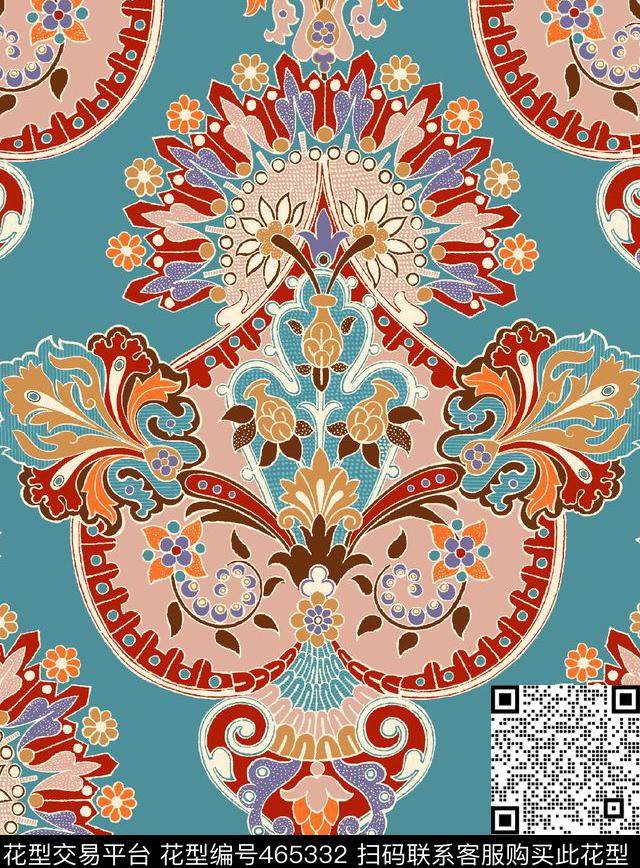 花纹火腿民族数码印花华亿平台下载（图片编号: 465332） - 瓦栏（Walan）