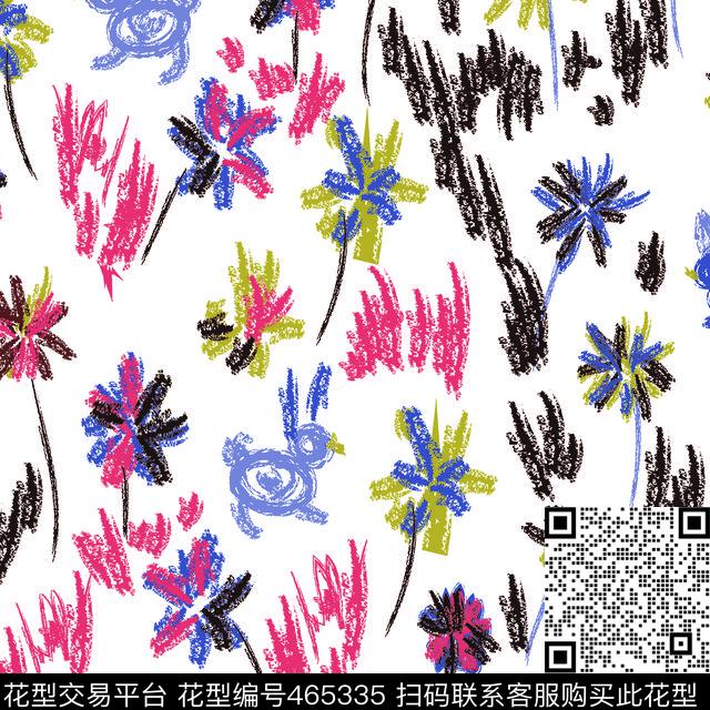 涂画花草传统印花华亿平台下载（图片编号: 465335） - 瓦栏（Walan）