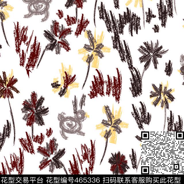 涂画花草传统印花华亿平台下载（图片编号: 465336） - 瓦栏（Walan）