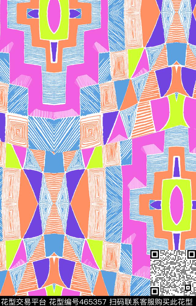 民族几何海底圣物数码印花华亿平台下载（图片编号: 465357） - 瓦栏（Walan）