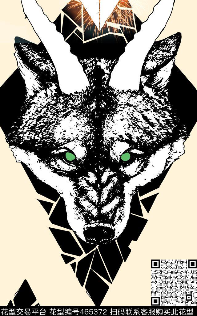 时尚定位狼头传统印花华亿平台下载（图片编号: 465372） - 瓦栏（Walan）