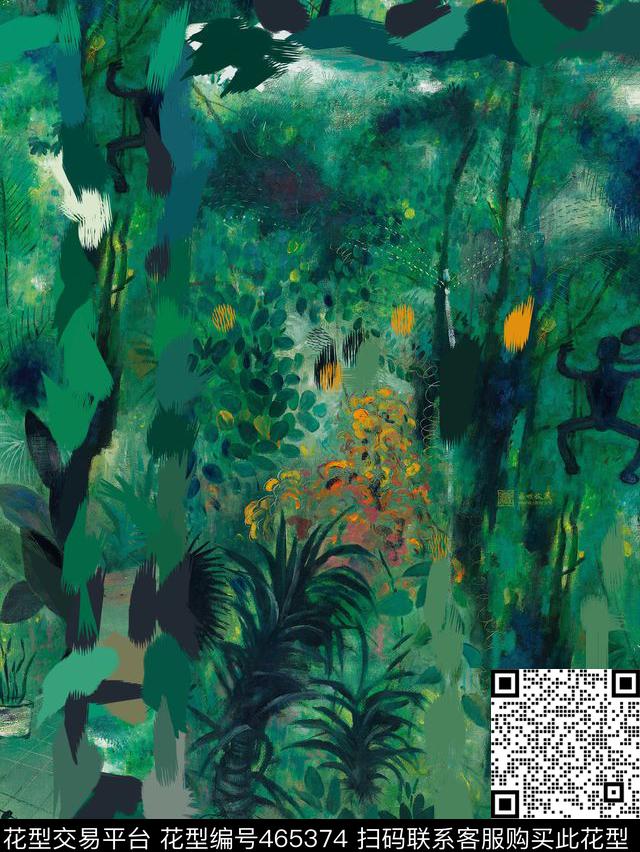 潮流抽象复古数码印花华亿平台下载（图片编号: 465374） - 瓦栏（Walan）