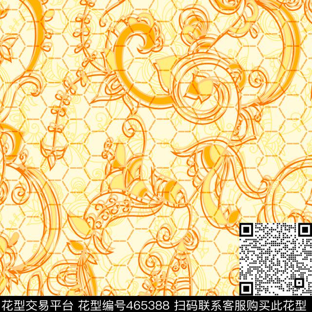 水立方网腰果清新风传统印花华亿平台下载（图片编号: 465388） - 瓦栏（Walan）