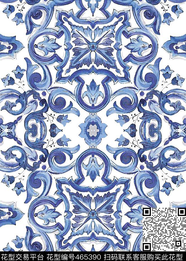 d&g杜嘉班纳青花瓷数码印花华亿平台下载（图片编号: 465390） - 瓦栏（Walan）