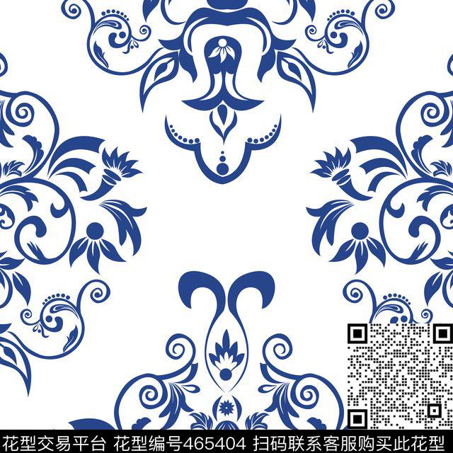 青花瓷花卉中国风传统印花华亿平台下载（图片编号: 465404） - 瓦栏（Walan）