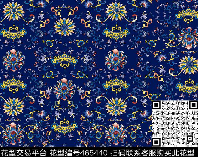 传统纹样几何花卉女装传统印花华亿平台下载（图片编号: 465440） - 瓦栏（Walan）